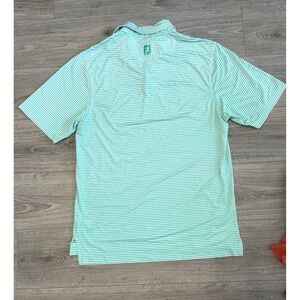 FJ‎ Footjoy Mens Medium Golf Polo Shirt Green Striped Short Sleeve